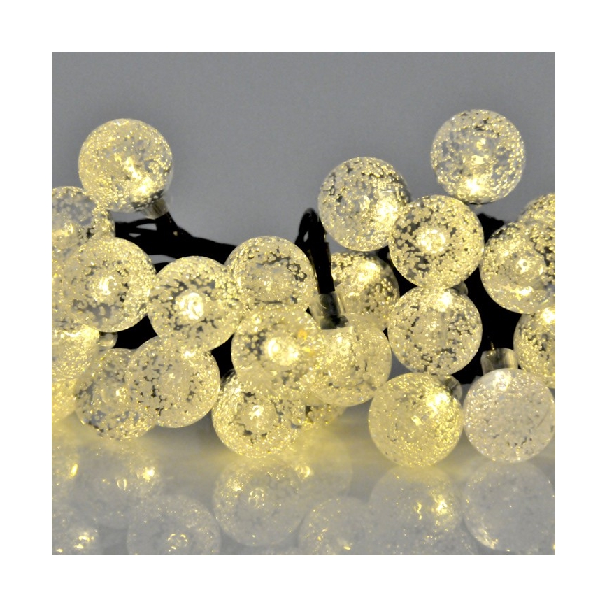 LED grandinė, įkraunama saulės šviesa 30xLED/8 funkcijos 300 mAh 4,9m IP44 šilta balta