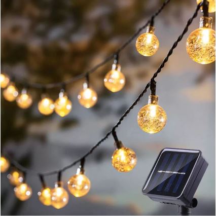 LED grandinė, įkraunama saulės šviesa 6,9m 50xLED/1,2V