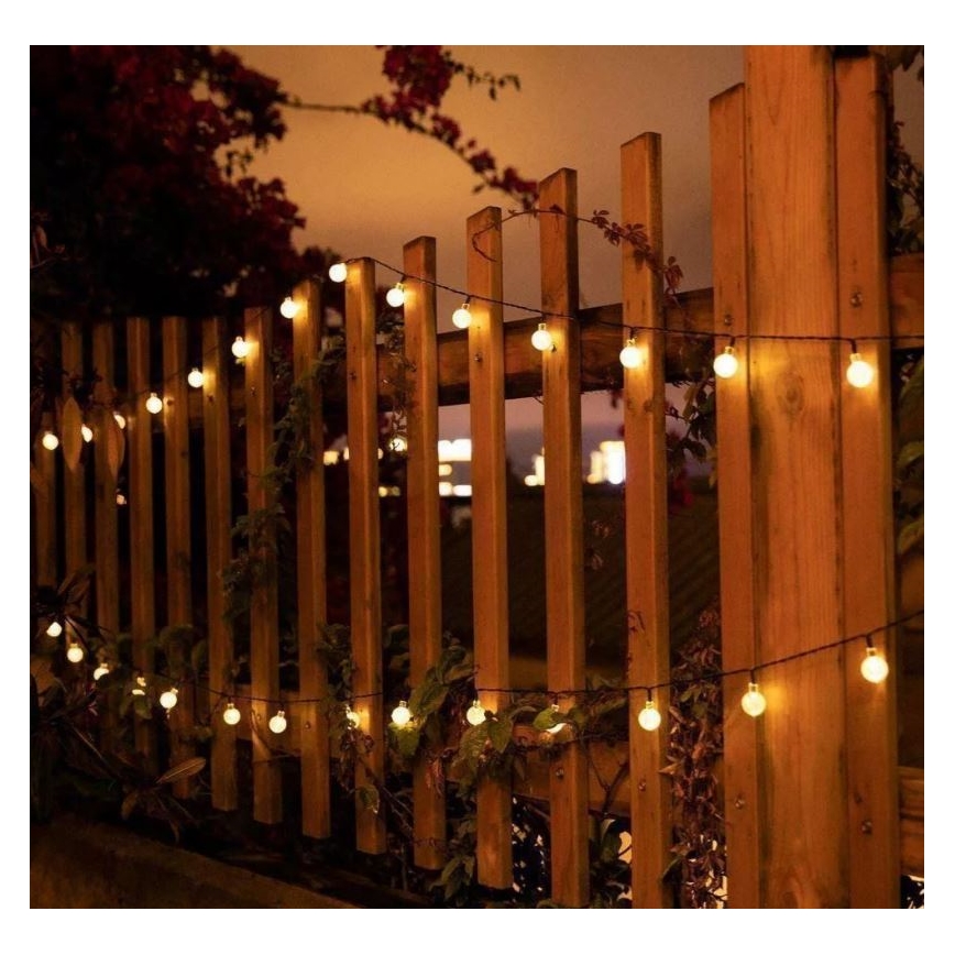 LED grandinė, įkraunama saulės šviesa 6,9m 50xLED/1,2V