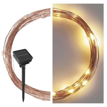 LED grandinė, įkraunama saulės šviesa LED/2,4W/1,2V 1xAA 15 m IP44 3000K 600 mAh