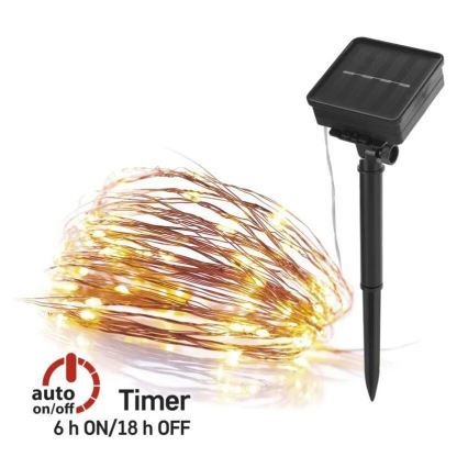 LED grandinė, įkraunama saulės šviesa LED/2,4W/1,2V 1xAA 15 m IP44 3000K 600 mAh