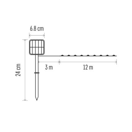 LED grandinė, įkraunama saulės šviesa LED/2,4W/1,2V 1xAA 15 m IP44 3000K 600 mAh