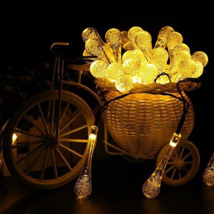 LED grandinė, įkraunama saulės šviesa su prietemos jutikliu 20xLED/0,72W/1,2V 600 mAh 4,7m IP44