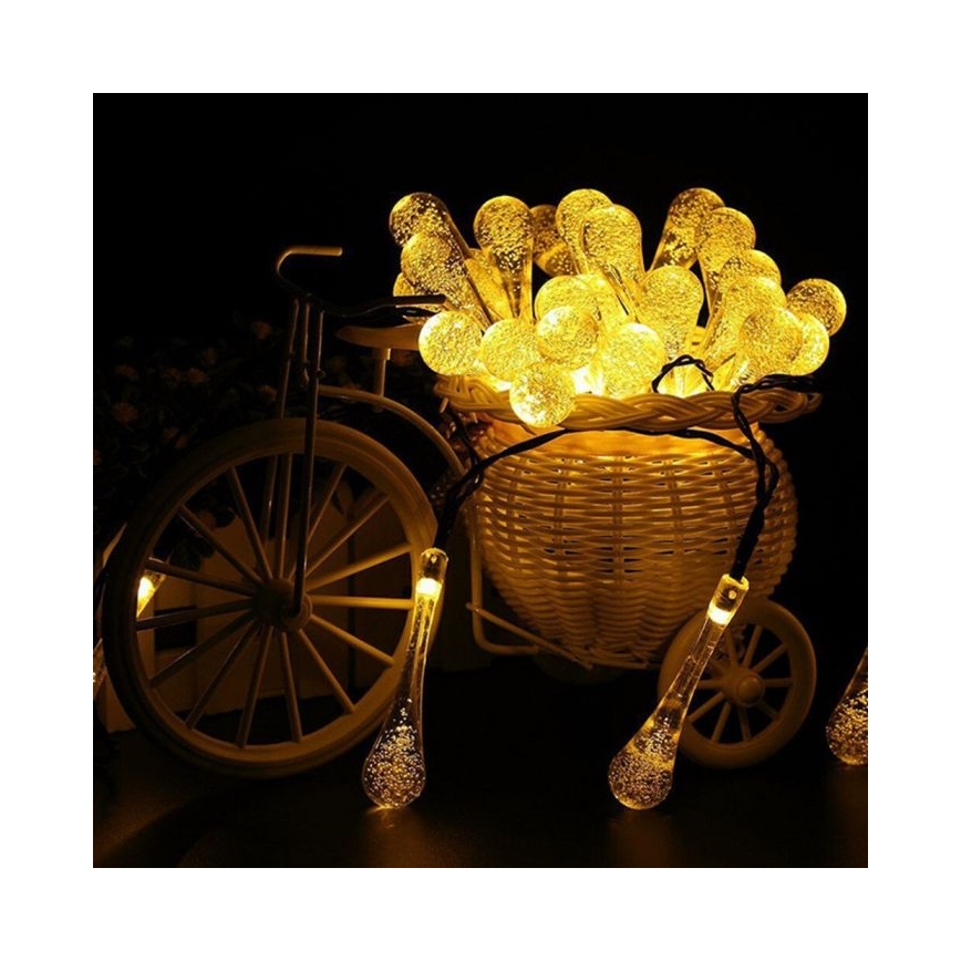 LED grandinė, įkraunama saulės šviesa su prietemos jutikliu 20xLED/0,72W/1,2V 600 mAh 4,7m IP44