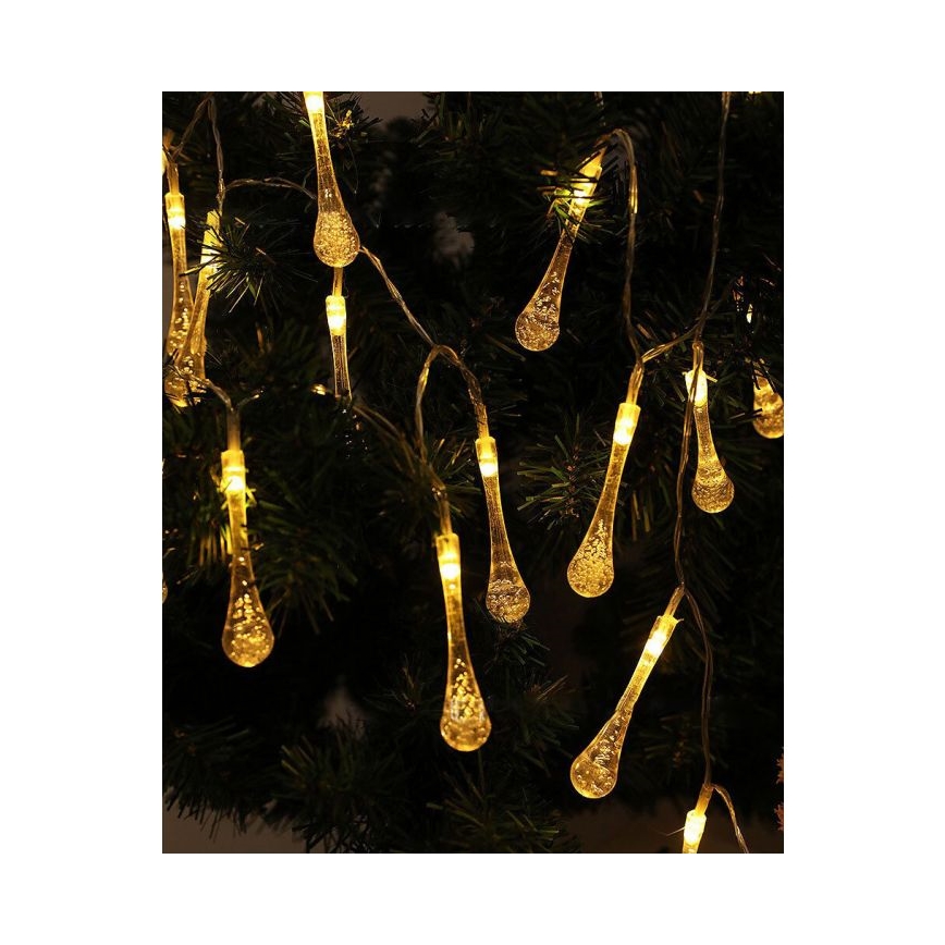 LED grandinė, įkraunama saulės šviesa su prietemos jutikliu 20xLED/0,72W/1,2V 600 mAh 4,7m IP44