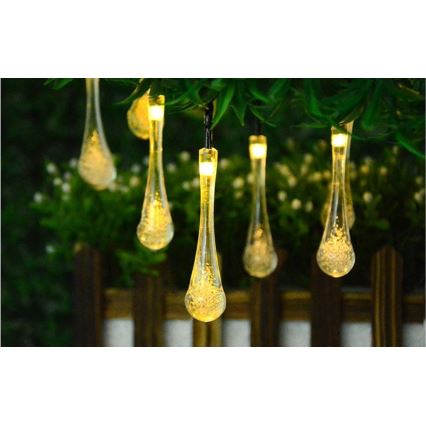 LED grandinė, įkraunama saulės šviesa su prietemos jutikliu 20xLED/0,72W/1,2V 600 mAh 4,7m IP44