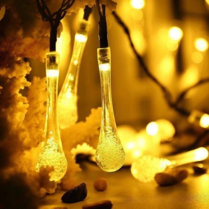 LED grandinė, įkraunama saulės šviesa su prietemos jutikliu 20xLED/0,72W/1,2V 600 mAh 4,7m IP44