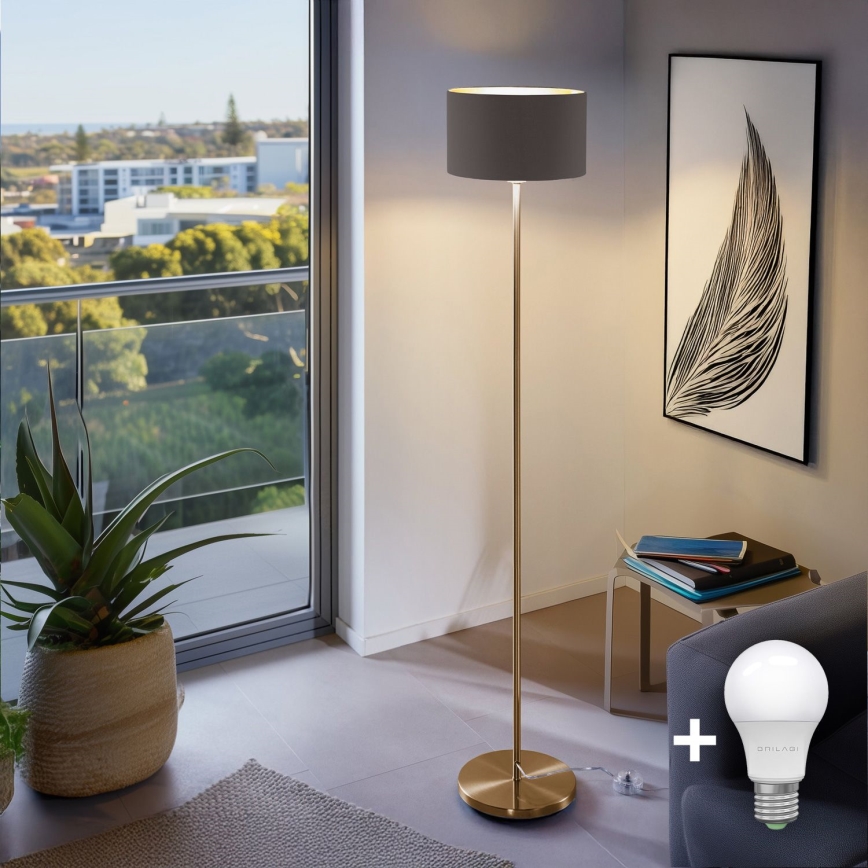 LED grindinė lempa TUNJA, 1x E27/20W/230V, skersmuo 30 cm, auksinė/ruda