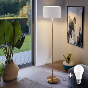 LED grindinė lempa TUNJA 1xE27/20W/230V, skersmuo 38 cm, auksinė/balta