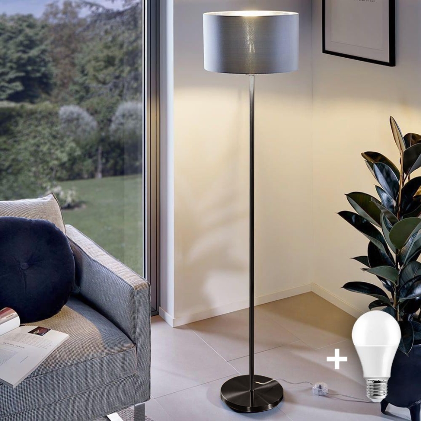 LED grindinė lempa TUNJA 1xE27/20W/230V skersmuo 38 cm juoda/pilka