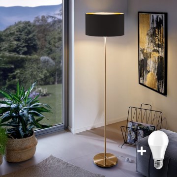 LED grindinė lempa TUNJA 1xE27/20W/230V Ø 38 cm auksinė/juoda