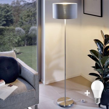 LED grindinė lempa TUNJA 1xE27/20W/230V Ø 38 cm matinis chromas/pilka