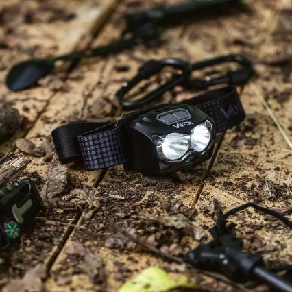 Įkraunamas LED žibintuvėlis su reguliuojamu ryškumu, jutikliu ir raudona šviesa 2xLED/5W/5V/3xAAA IP65 500 lm 1200 mAh