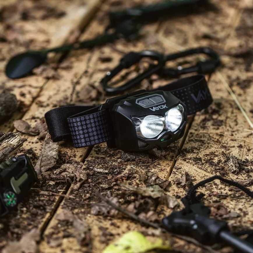 Įkraunamas LED žibintuvėlis su reguliuojamu ryškumu, jutikliu ir raudona šviesa 2xLED/5W/5V/3xAAA IP65 500 lm 1200 mAh