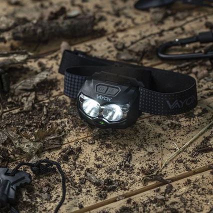 Įkraunamas LED žibintuvėlis su reguliuojamu ryškumu, jutikliu ir raudona šviesa 2xLED/5W/5V/3xAAA IP65 500 lm 1200 mAh