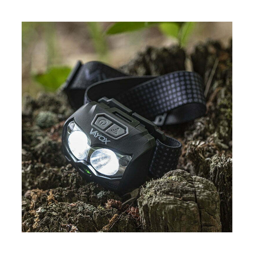 Įkraunamas LED žibintuvėlis su reguliuojamu ryškumu, jutikliu ir raudona šviesa 2xLED/5W/5V/3xAAA IP65 500 lm 1200 mAh