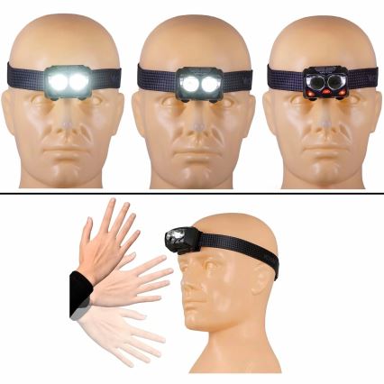 Įkraunamas LED žibintuvėlis su reguliuojamu ryškumu, jutikliu ir raudona šviesa 2xLED/5W/5V/3xAAA IP65 500 lm 1200 mAh