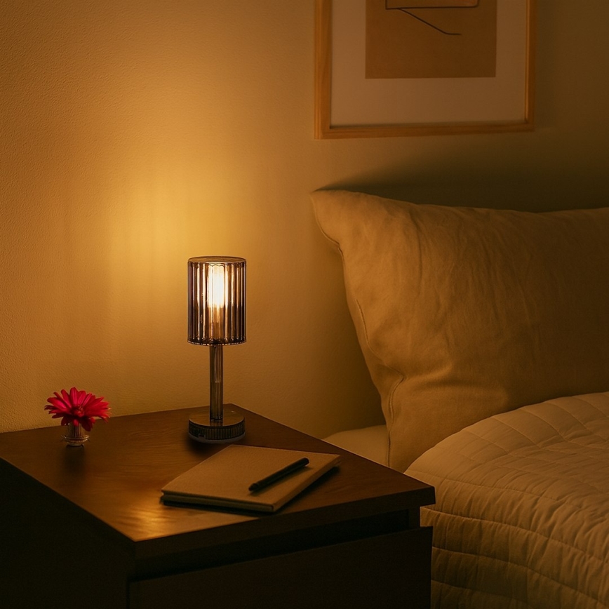 Įkraunama jutiklinė LED stalinė lempa SIMPLE LED/1W/5V 3000-6000K 2400 mAh dūminė pilka