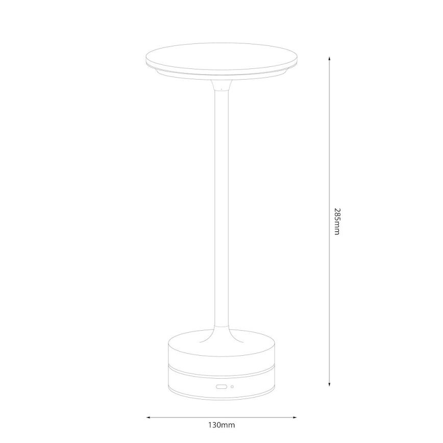 LED Įkraunama jutiklinė stalinė lempa TAVOLO LED/2,5W/5V 2400 mAh 3000-6000K juoda