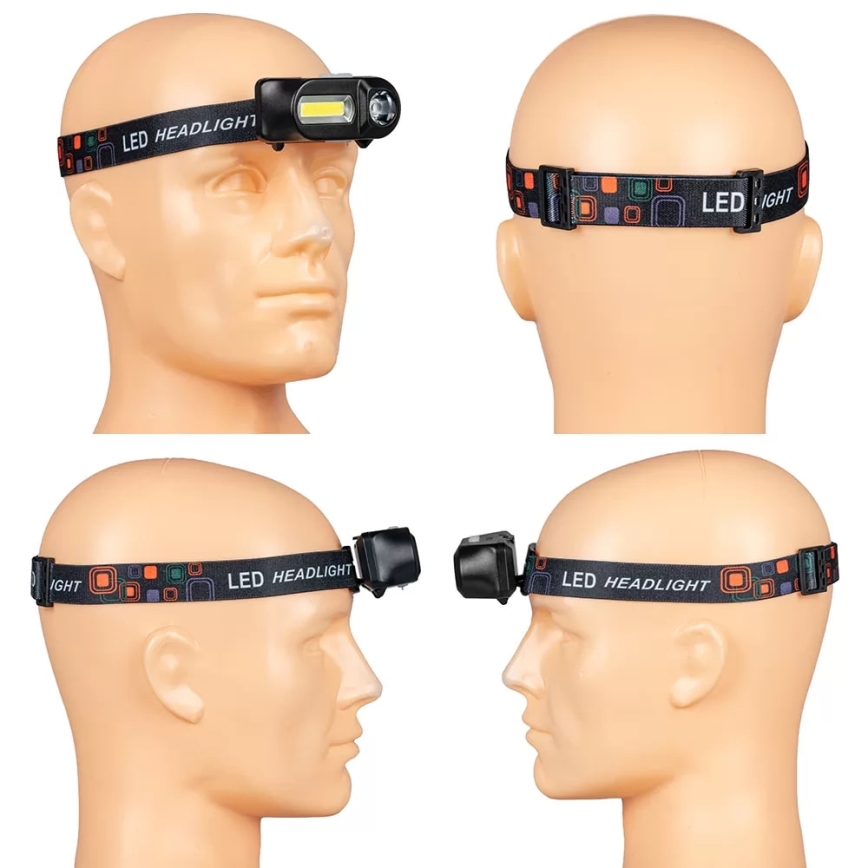 Įkraunamas LED reguliuojamo ryškumo žibintas ant galvos 2xLED/5V IP44 210 lm 2000 mAh