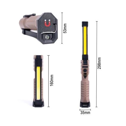 LED Pritemdomas įkraunamas darbo žibintuvėlis su maitinimo bloko funkcija LED/4W/5V IPX4 600 blizgus 2000 mAh