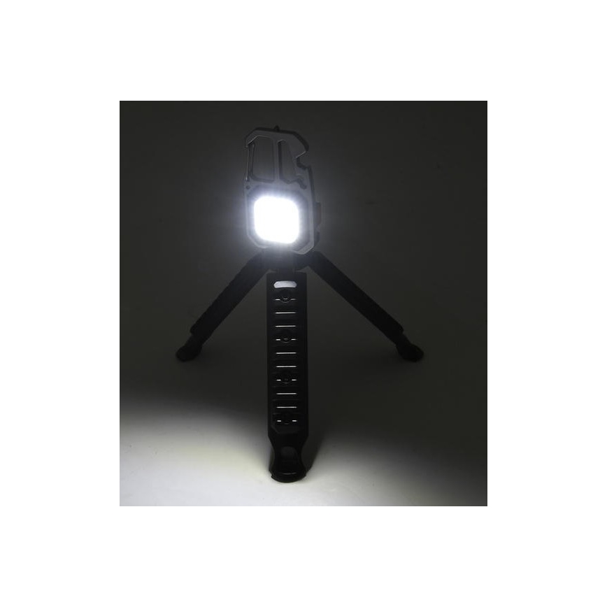LED Įkraunamas daugiafunkcinis žibintuvėlis su stovu LED/USB-C 400 mAh