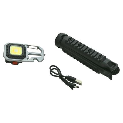 LED Įkraunamas daugiafunkcinis žibintuvėlis su stovu LED/USB-C 400 mAh