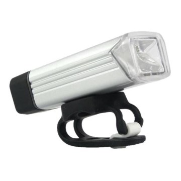 LED įkraunamas dviračio žibintas LED/5W/3,7V IPX4 1200 mAh sidabrinės spalvos