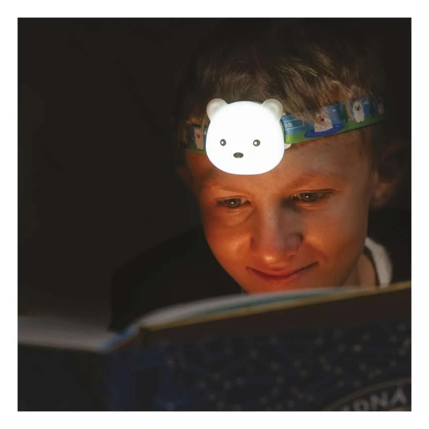 LED įkraunamas galvos žibintas LED/USB 500 mAh meškiukas