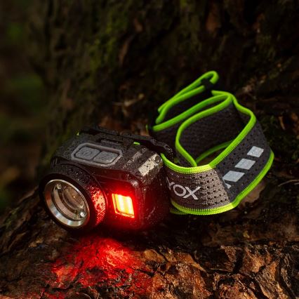 LED reguliuojamas įkraunamas galvos žibintas su jutikliu ir raudona šviesa LED/6W/5V/3xAAA IP66 500 lm 1200 mAh