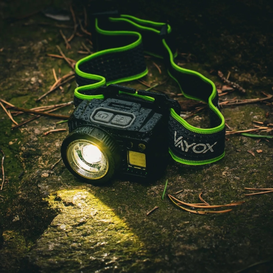 LED reguliuojamas įkraunamas galvos žibintas su jutikliu ir raudona šviesa LED/6W/5V/3xAAA IP66 500 lm 1200 mAh