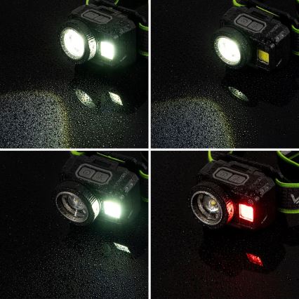 LED reguliuojamas įkraunamas galvos žibintas su jutikliu ir raudona šviesa LED/6W/5V/3xAAA IP66 500 lm 1200 mAh