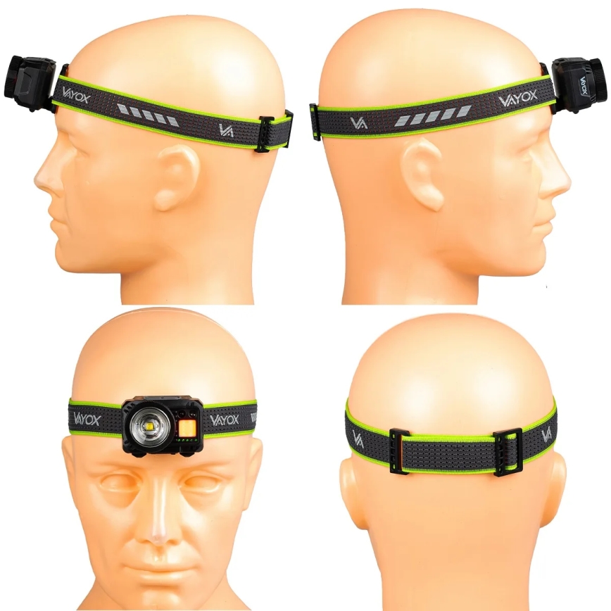 LED reguliuojamas įkraunamas galvos žibintas su jutikliu ir raudona šviesa LED/6W/5V/3xAAA IP66 500 lm 1200 mAh