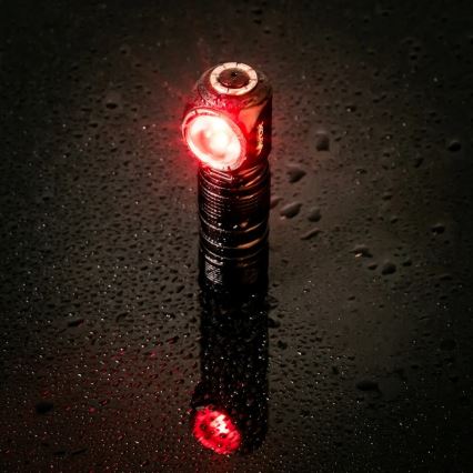 Įkraunamas reguliuojamas LED galvos žibintas su raudona šviesa 3 viename LED/10W/5V IP66 500 lm 800 mAh