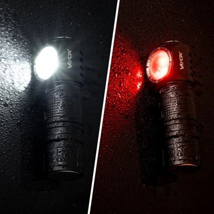 Įkraunamas reguliuojamas LED galvos žibintas su raudona šviesa 3 viename LED/10W/5V IP66 500 lm 800 mAh