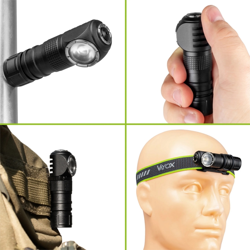 Įkraunamas reguliuojamas LED galvos žibintas su raudona šviesa 3 viename LED/10W/5V IP66 500 lm 800 mAh