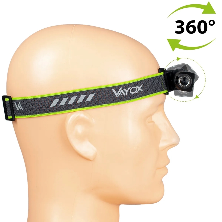 Įkraunamas reguliuojamas LED galvos žibintas su raudona šviesa 3 viename LED/10W/5V IP66 500 lm 800 mAh