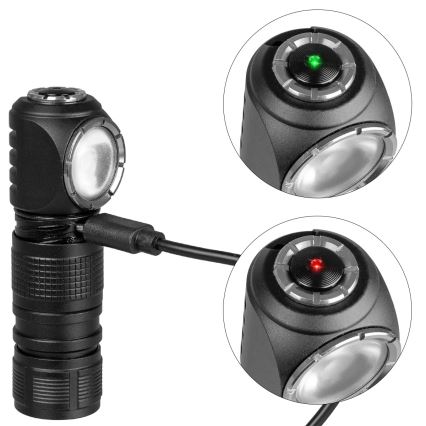 Įkraunamas reguliuojamas LED galvos žibintas su raudona šviesa 3 viename LED/10W/5V IP66 500 lm 800 mAh