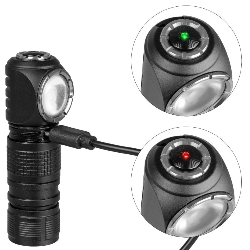 Įkraunamas reguliuojamas LED galvos žibintas su raudona šviesa 3 viename LED/10W/5V IP66 500 lm 800 mAh