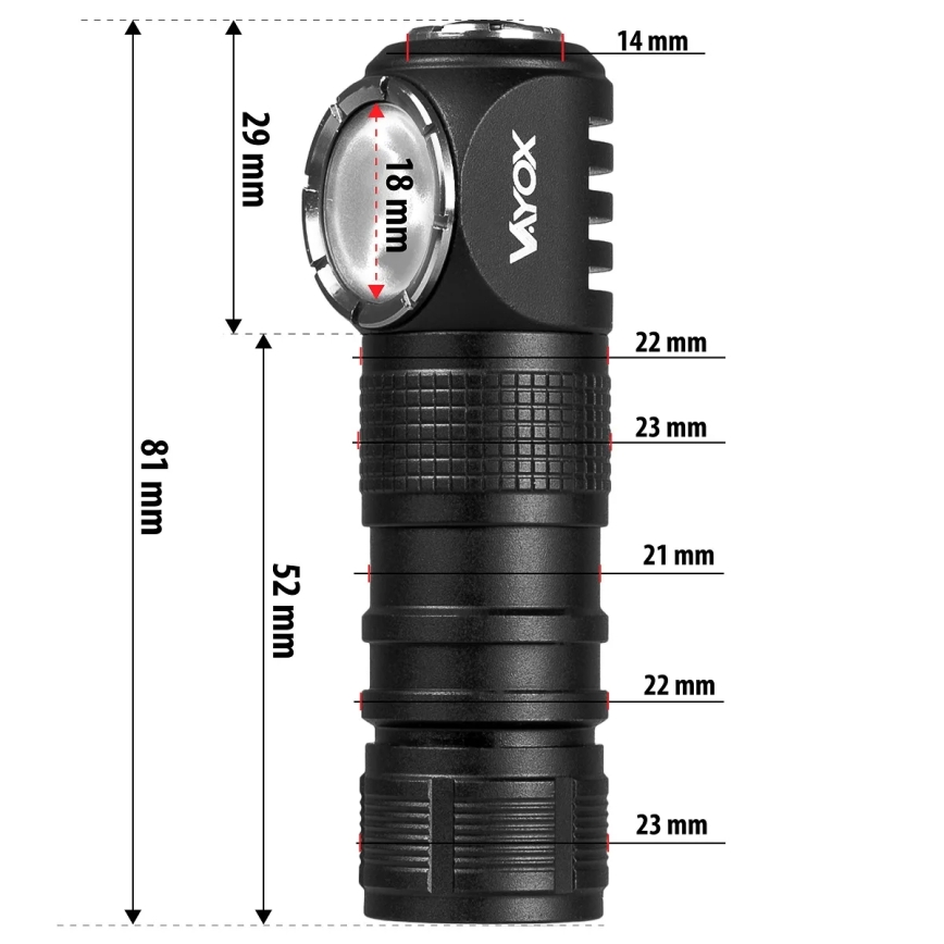 Įkraunamas reguliuojamas LED galvos žibintas su raudona šviesa 3 viename LED/10W/5V IP66 500 lm 800 mAh