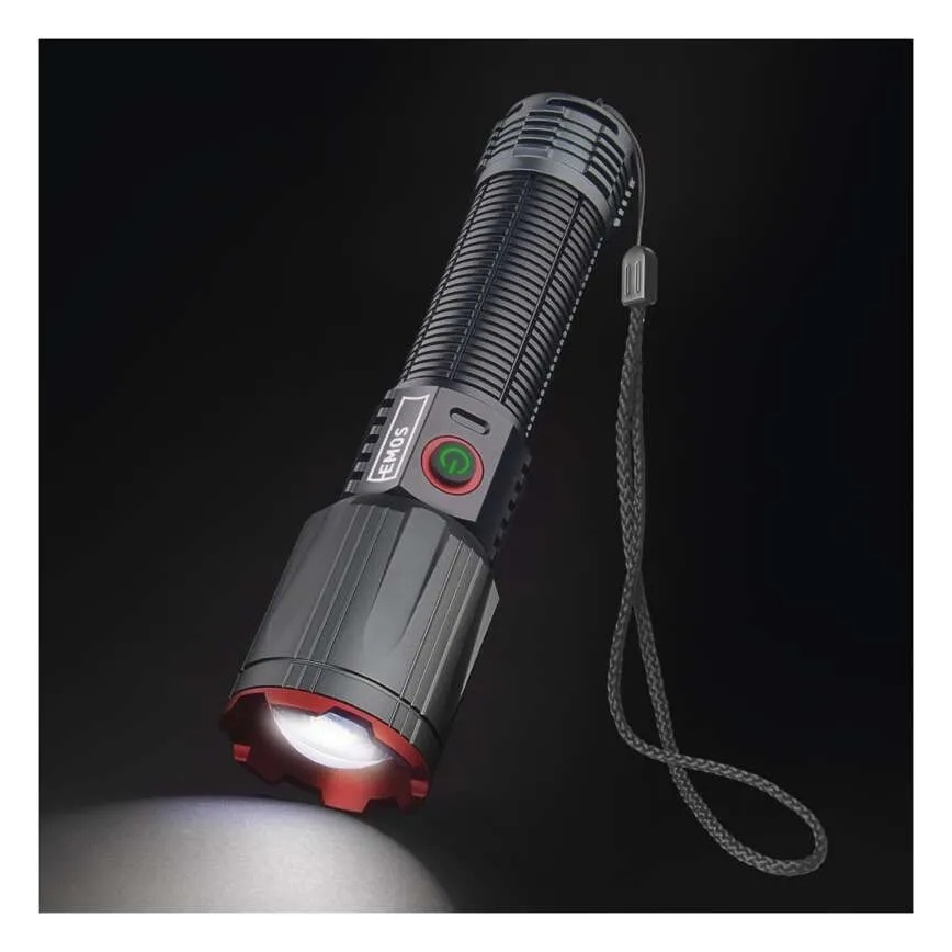 LED įkraunamas metalas žibintuvėlis LED/5V 3000 blizgus 5000 mAh IP43