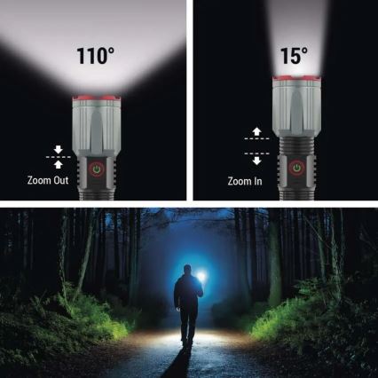 LED įkraunamas metalas žibintuvėlis LED/5V 3000 blizgus 5000 mAh IP43