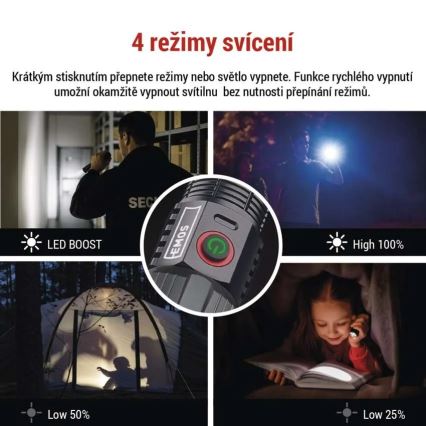 LED įkraunamas metalas žibintuvėlis LED/5V 3000 blizgus 5000 mAh IP43