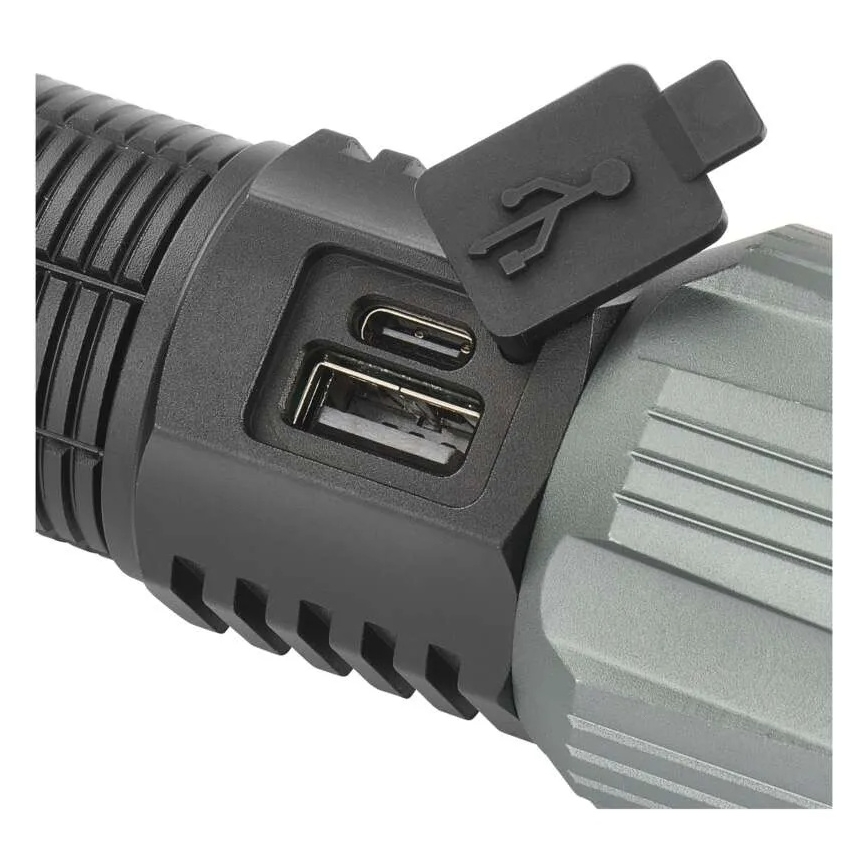 LED įkraunamas metalas žibintuvėlis LED/5V 3000 blizgus 5000 mAh IP43