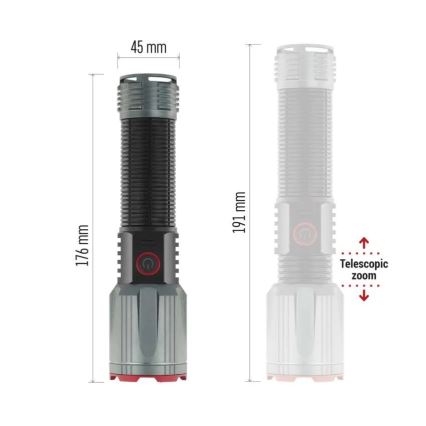 LED įkraunamas metalas žibintuvėlis LED/5V 3000 blizgus 5000 mAh IP43
