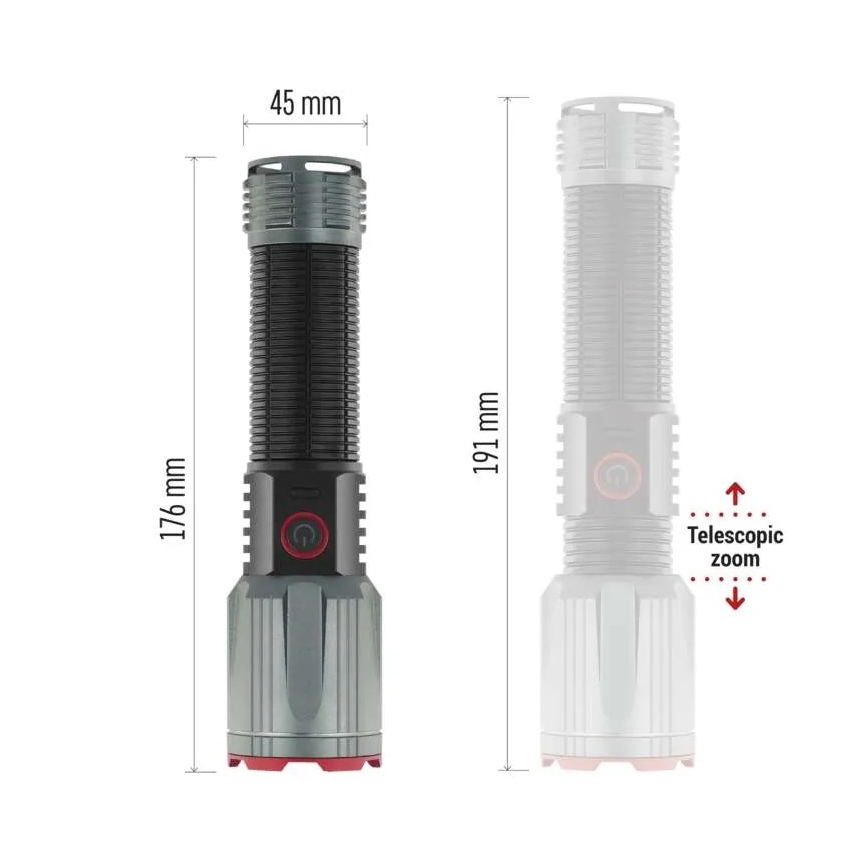 LED įkraunamas metalas žibintuvėlis LED/5V 3000 blizgus 5000 mAh IP43