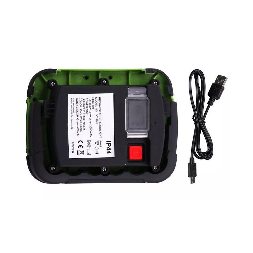 LED įkraunamas prožektorius SAMSUNG CHIP LED/10W/3,7V IP44 4000K 3600 mAh žalia