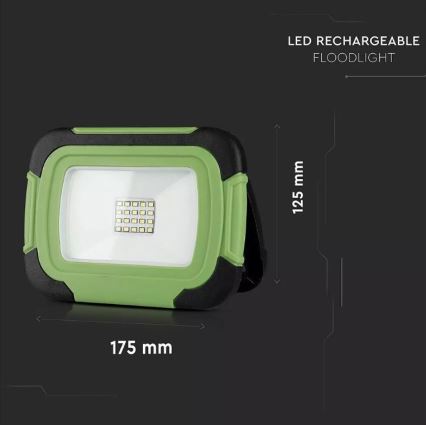 LED įkraunamas prožektorius SAMSUNG CHIP LED/10W/3,7V IP44 4000K 3600 mAh žalia