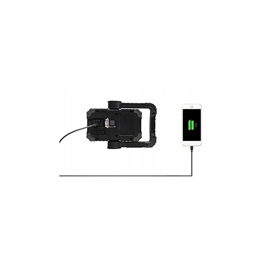 Įkraunamas LED prožektorius su garsiakalbiu ir powerbank funkcija LED/10W/5V 4400 mAh IP44 juoda/geltona