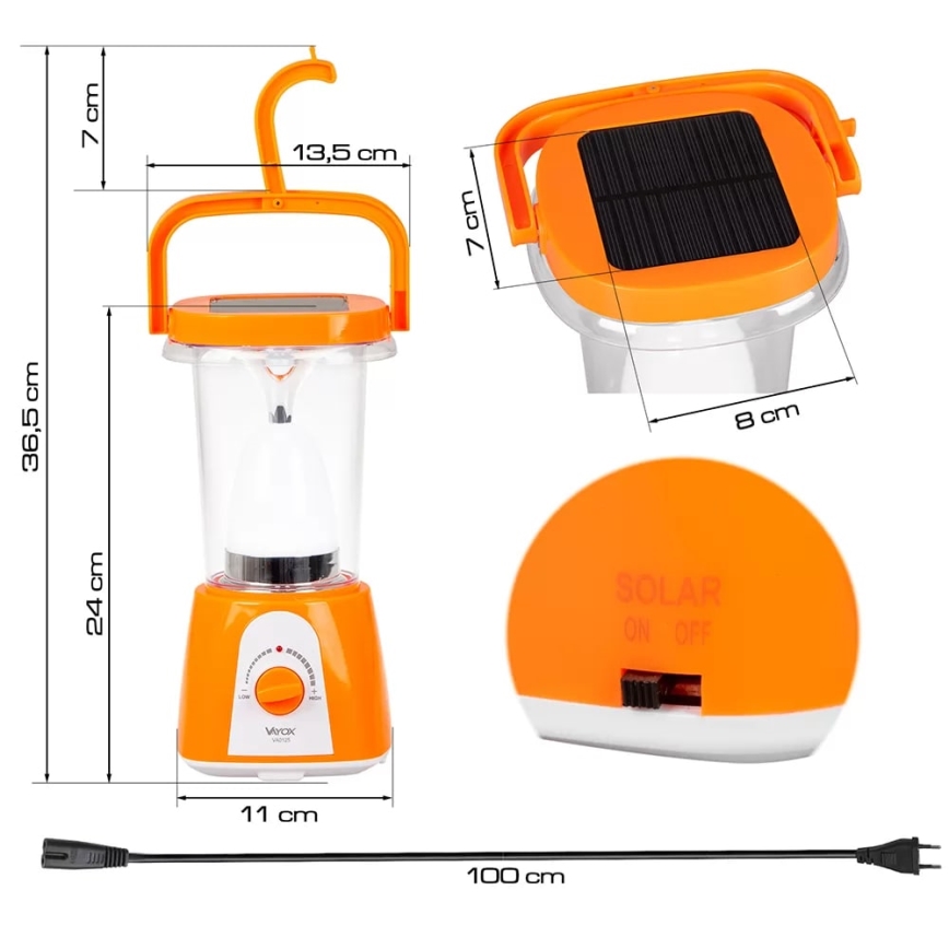 LED Pritemdomas įkraunamas saulės lempa su maitinimo bloko funkcija LED/230V 710 blizgus 1600 mAh